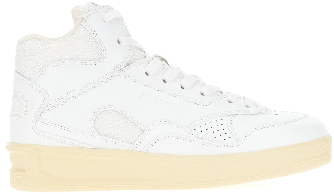 Jil Sander Jil Sander White leather and mesh sneakers Wit
