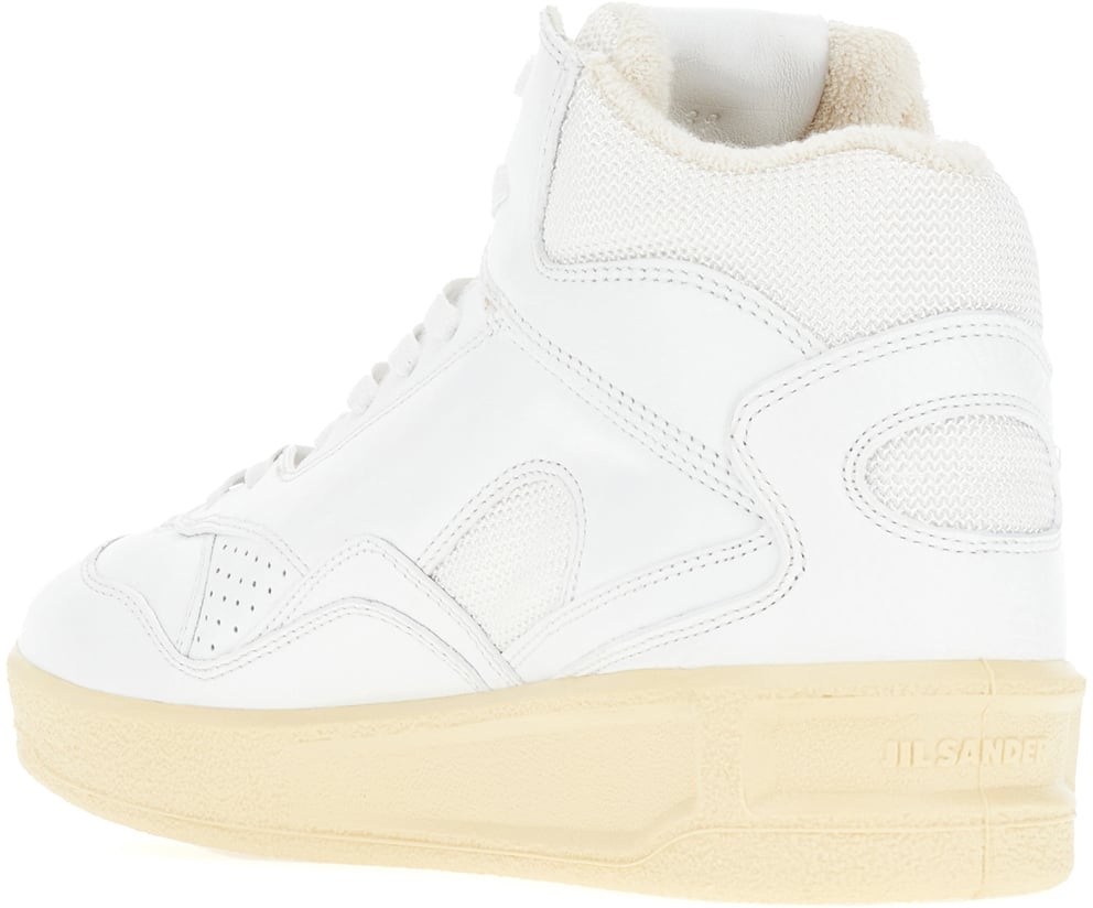 Jil Sander Jil Sander White leather and mesh sneakers Wit