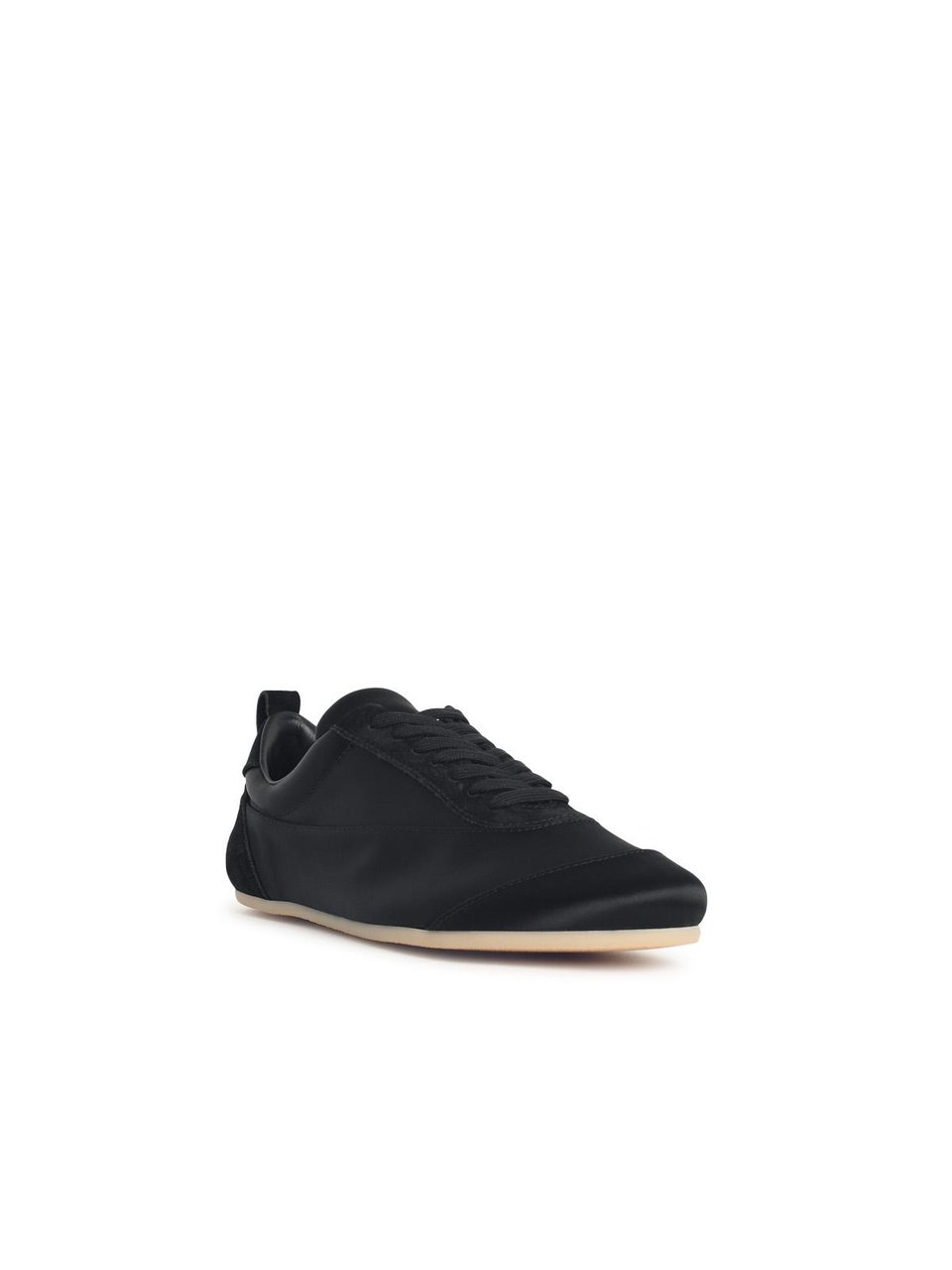 Jil Sander Etage' Satin Sneakers With Black Suede Trim Zwart