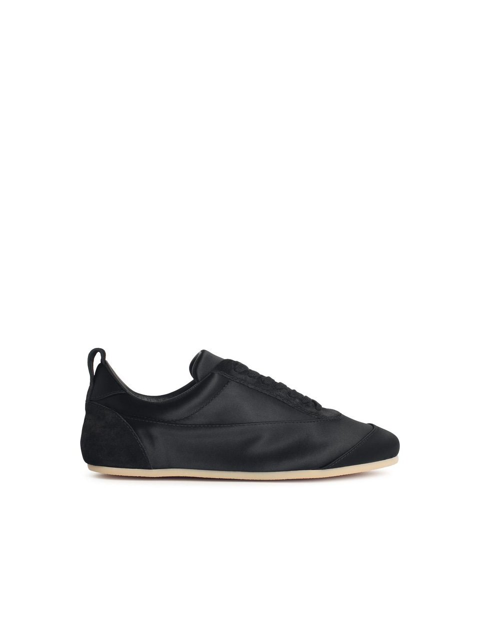 Jil Sander Etage' Satin Sneakers With Black Suede Trim Zwart
