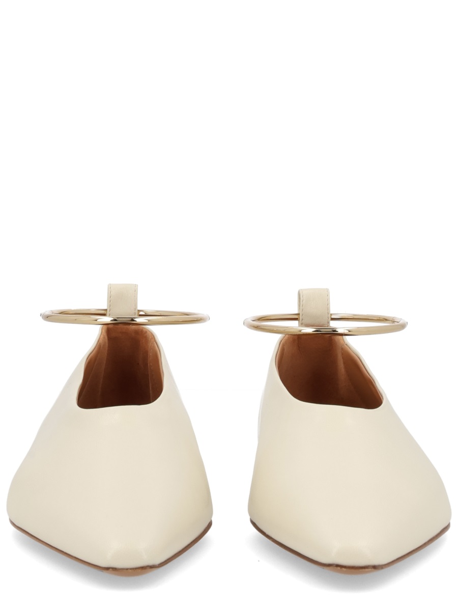 Jil Sander Neutral Metallic Anklet Smooth Leather Flats Neutraal