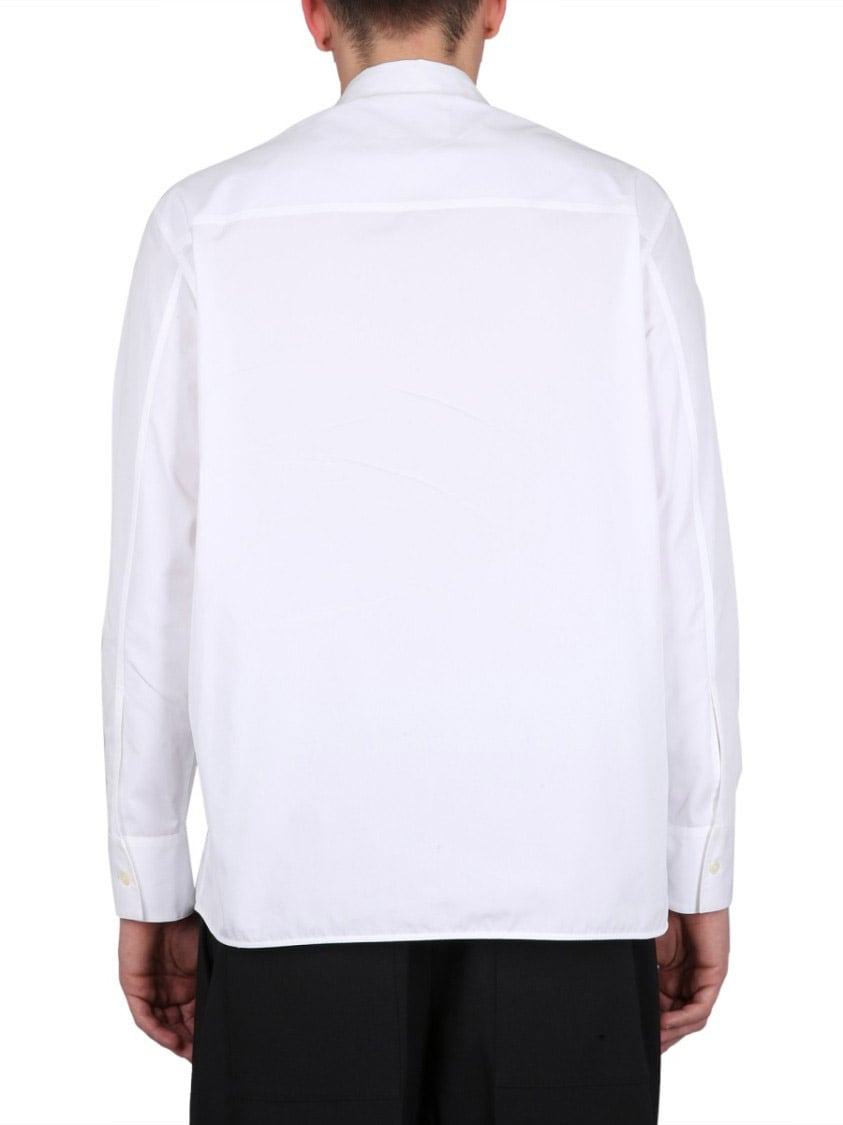 Jil Sander Asymmetrically Zippered White Casual Shirt Paars