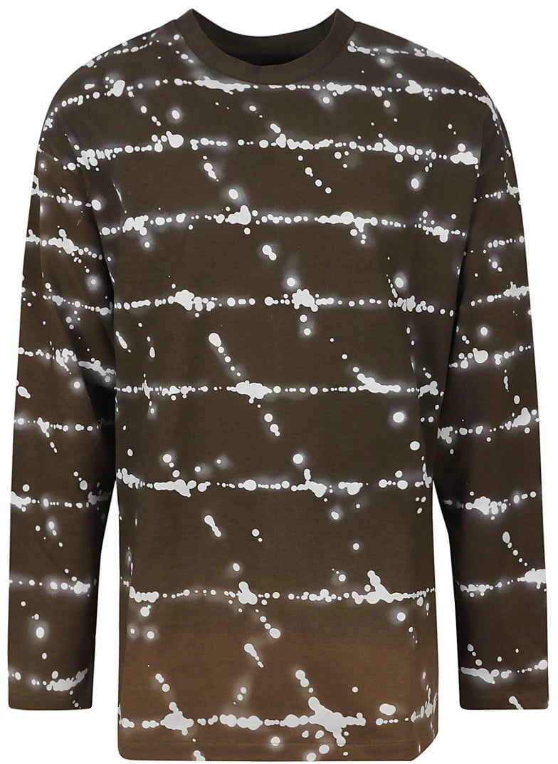 Jil Sander Long-Sleeved Splatter Pattern T-Shirt Bruin
