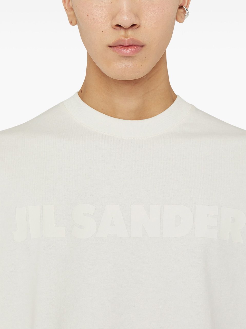 Jil Sander White Oversized Cotton Jersey T-Shirt Neutraal