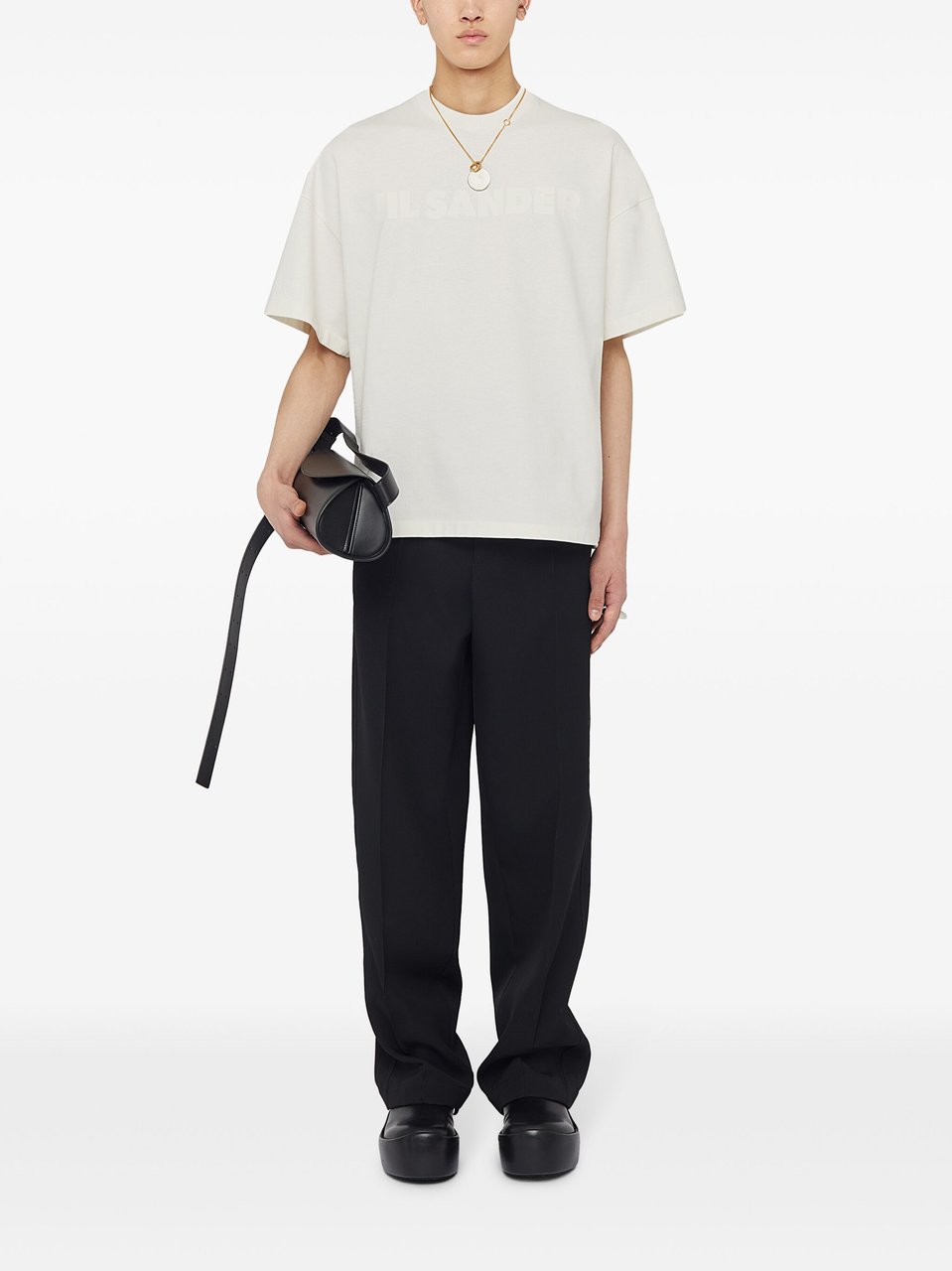 Jil Sander White Oversized Cotton Jersey T-Shirt Neutraal