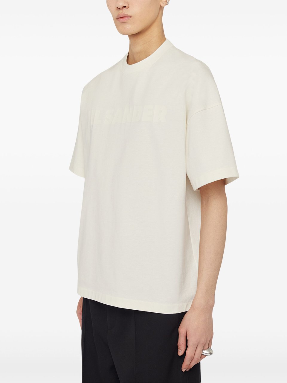 Jil Sander White Oversized Cotton Jersey T-Shirt Neutraal