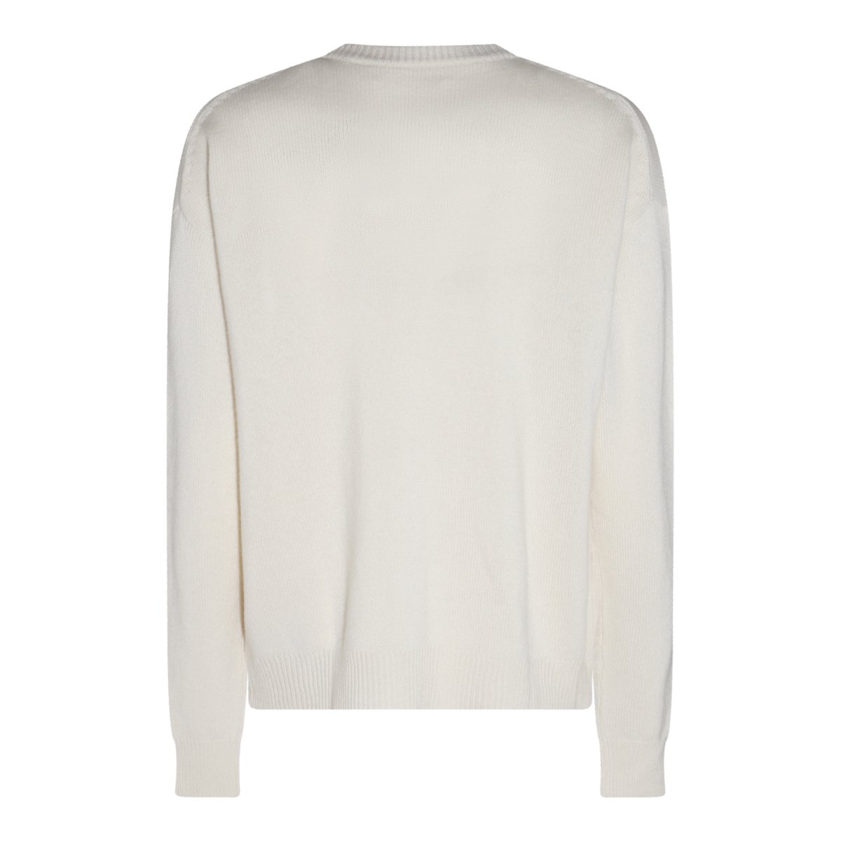 Jil Sander Minimalist White Wool Knit Sweater With Ribbed Hem Wit