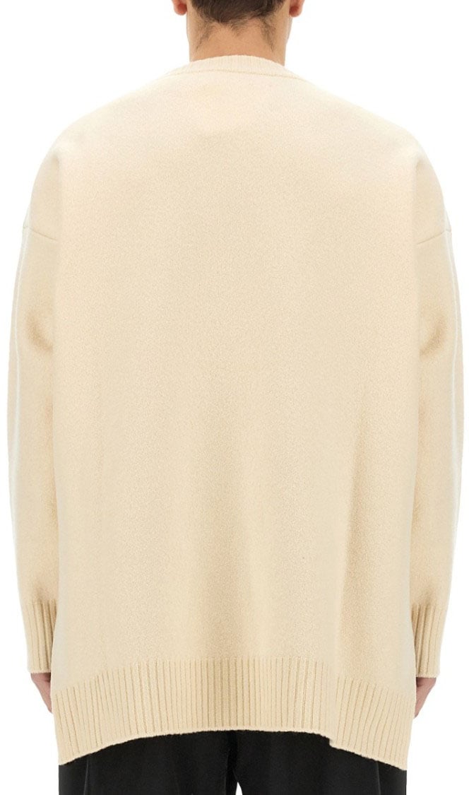 Jil Sander Playful Wool Knit Sweater With Cherry Embroidery Neutraal