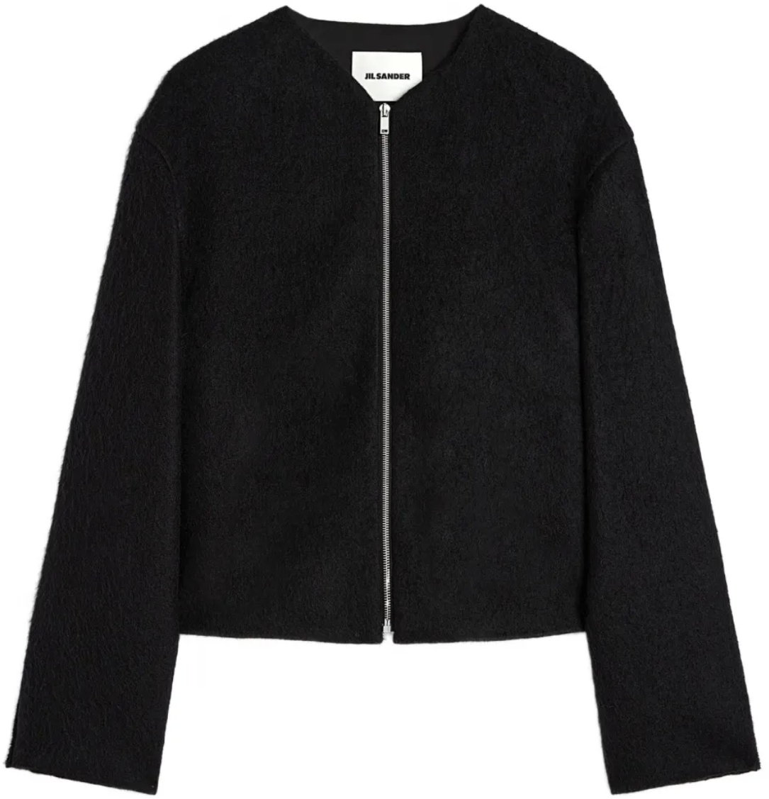Jil Sander Zip Up Jacket Black Zwart