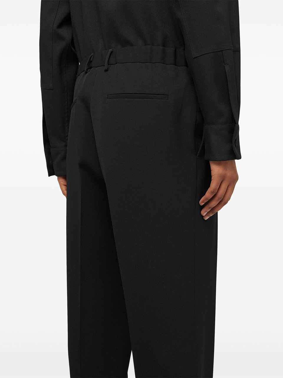 Jil Sander Black Tapered Wool Gabardine Trousers Zwart