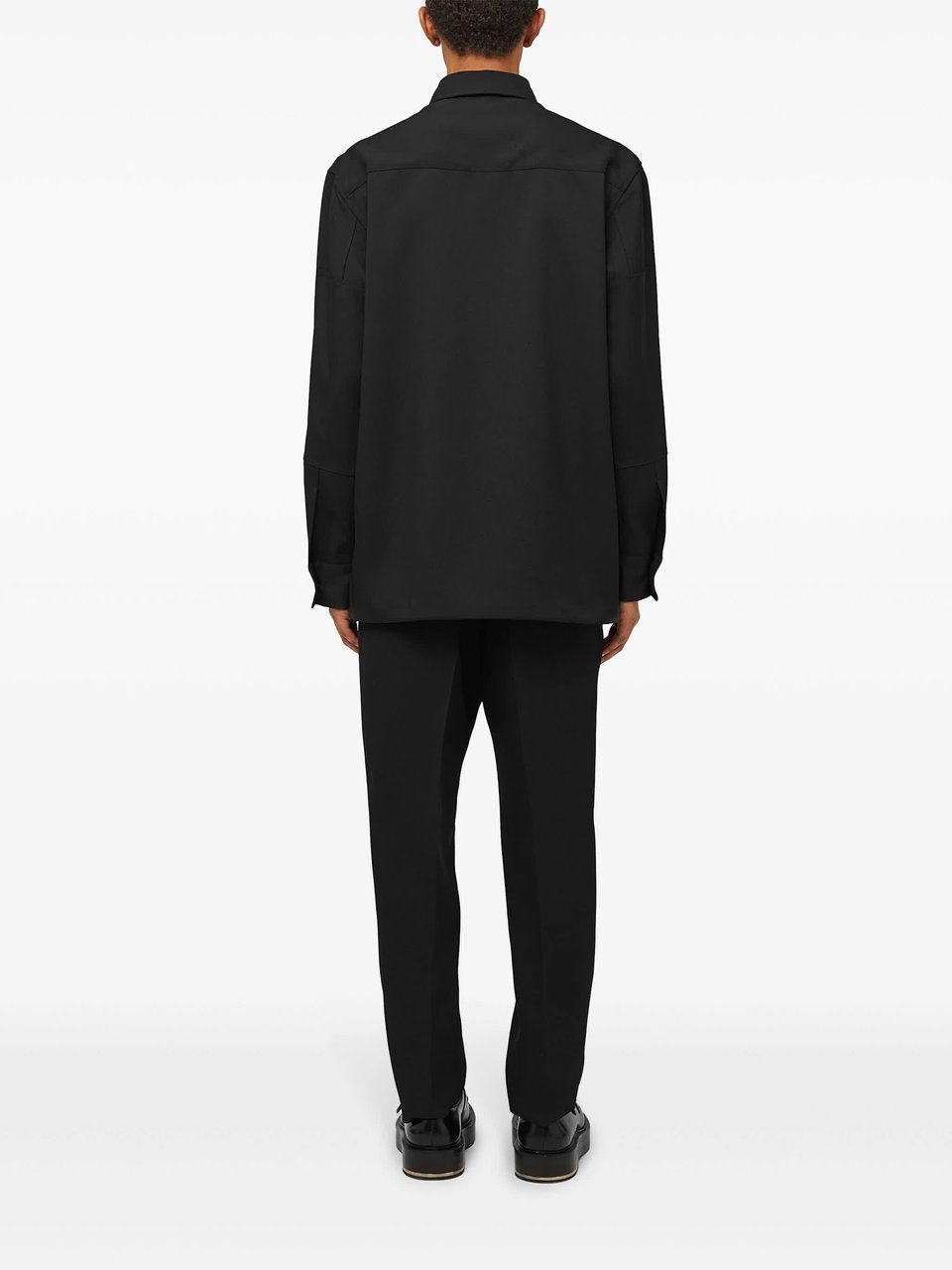 Jil Sander Black Tapered Wool Gabardine Trousers Zwart