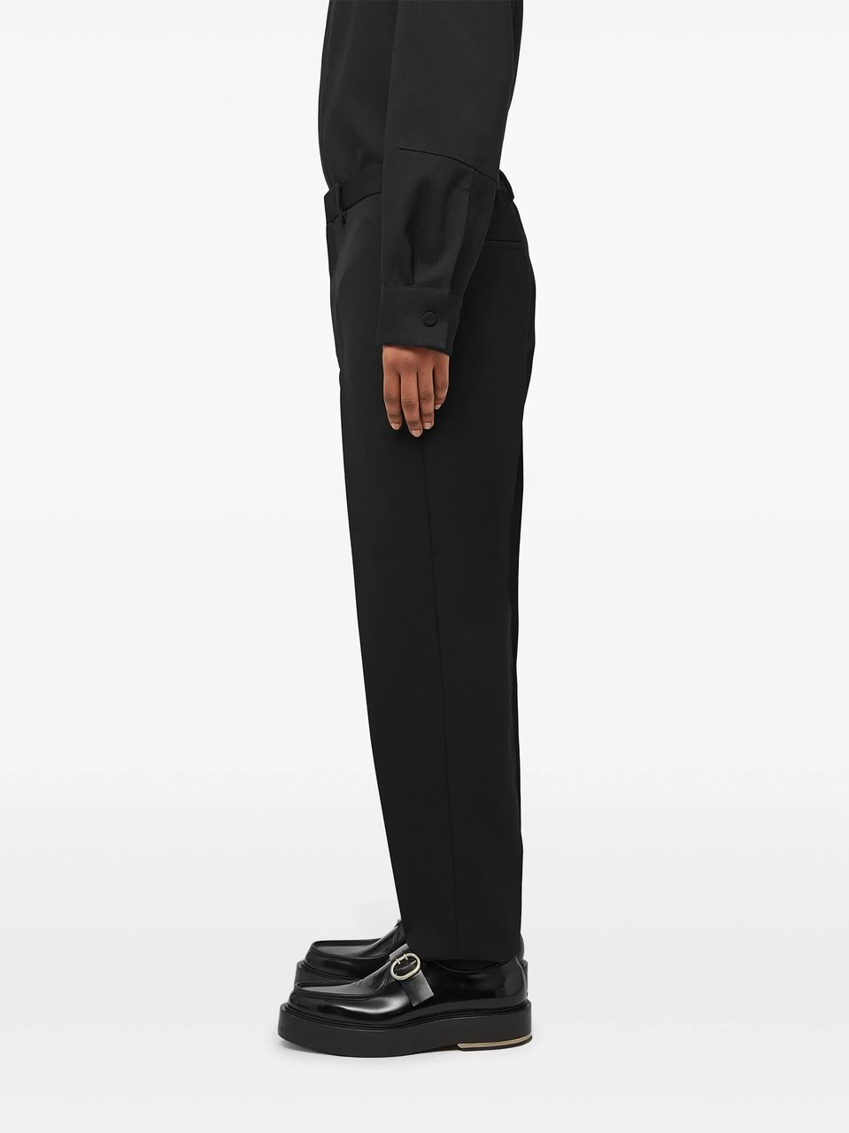 Jil Sander Black Tapered Wool Gabardine Trousers Zwart