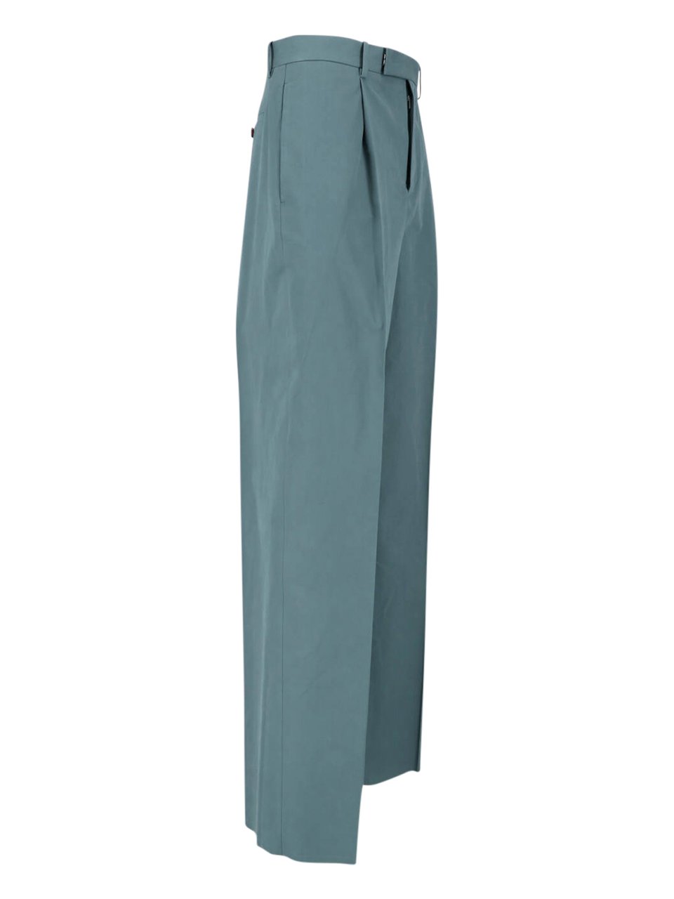 Jil Sander Blue Mid-Rise Straight-Leg Cotton Trousers Blauw