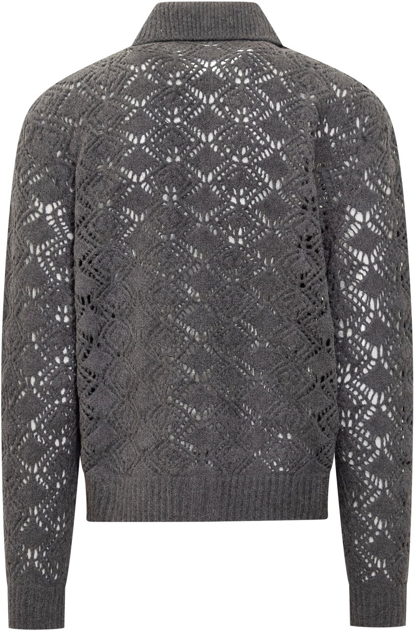 Jil Sander Giacca Grigia in Maglia Ricamata Jil Sander Grijs