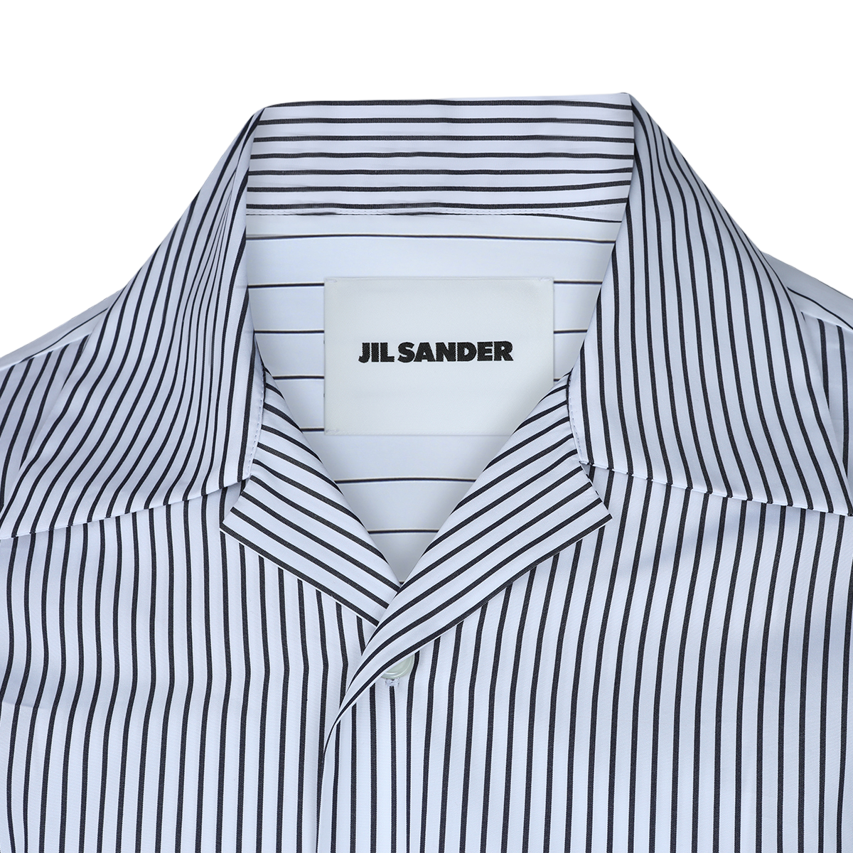 Jil Sander Short-Sleeved Pinstripe Shirt with Classic Collar Wit