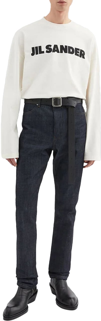Jil Sander Logo Long sleeve t-shirt white Wit