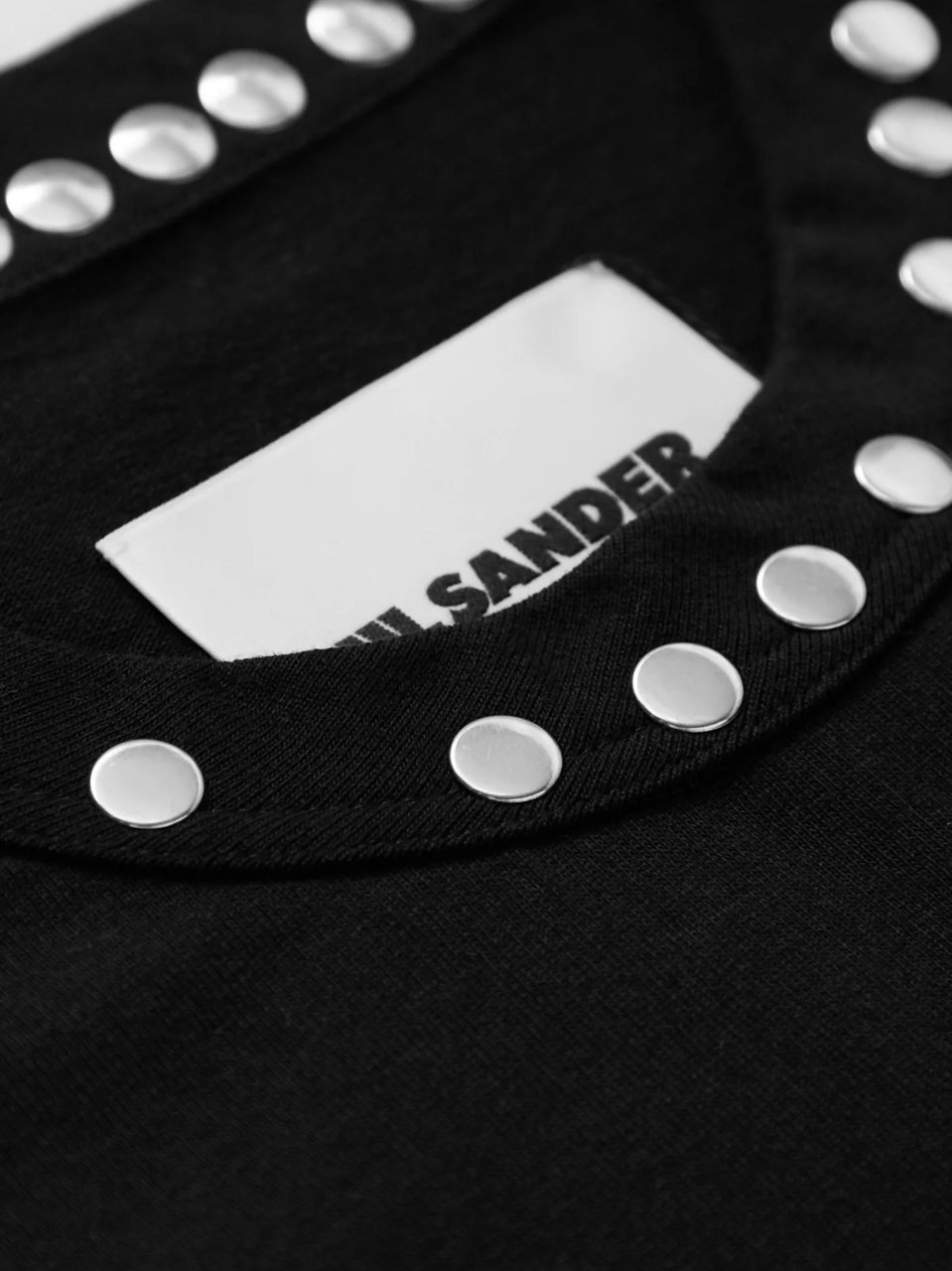 Jil Sander Black Minimalist Studded Cotton T-Shirt Zwart