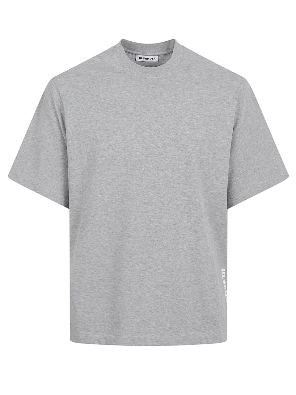 Jil Sander Boxy Cropped T-Shirt with Vertical Logo Detail Wit