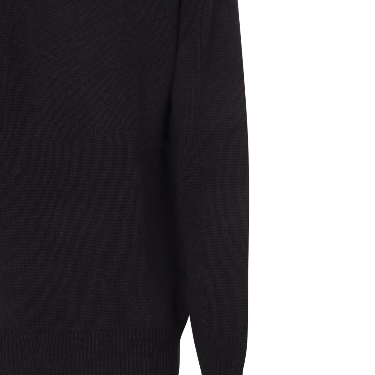 Jil Sander Round Neck Blue Cashmere Jumper With Ribbed Detailing Blauw