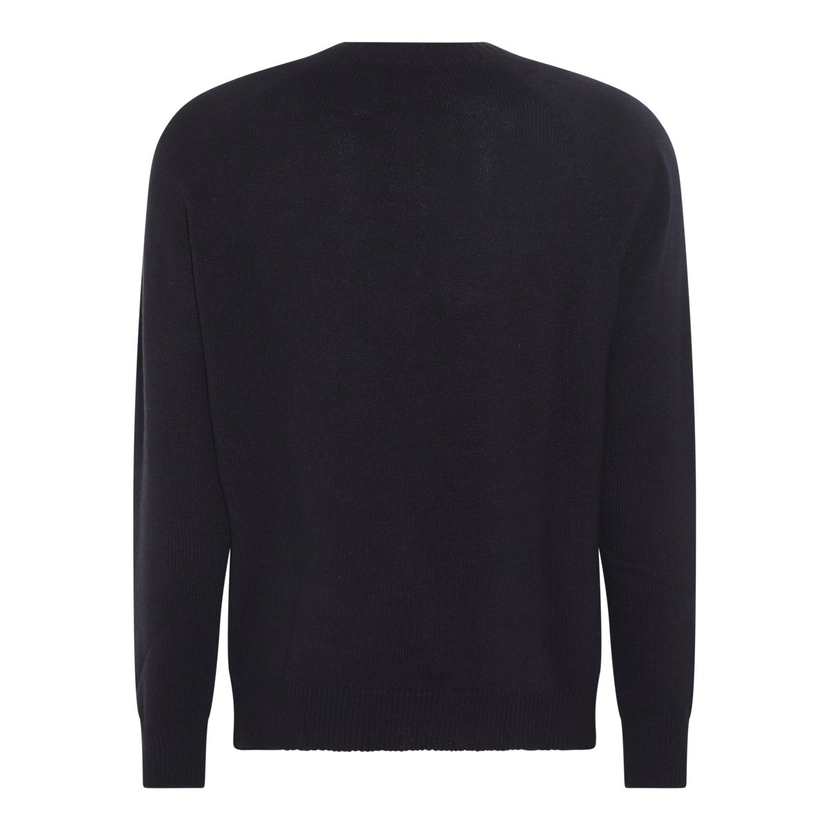 Jil Sander Round Neck Blue Cashmere Jumper With Ribbed Detailing Blauw