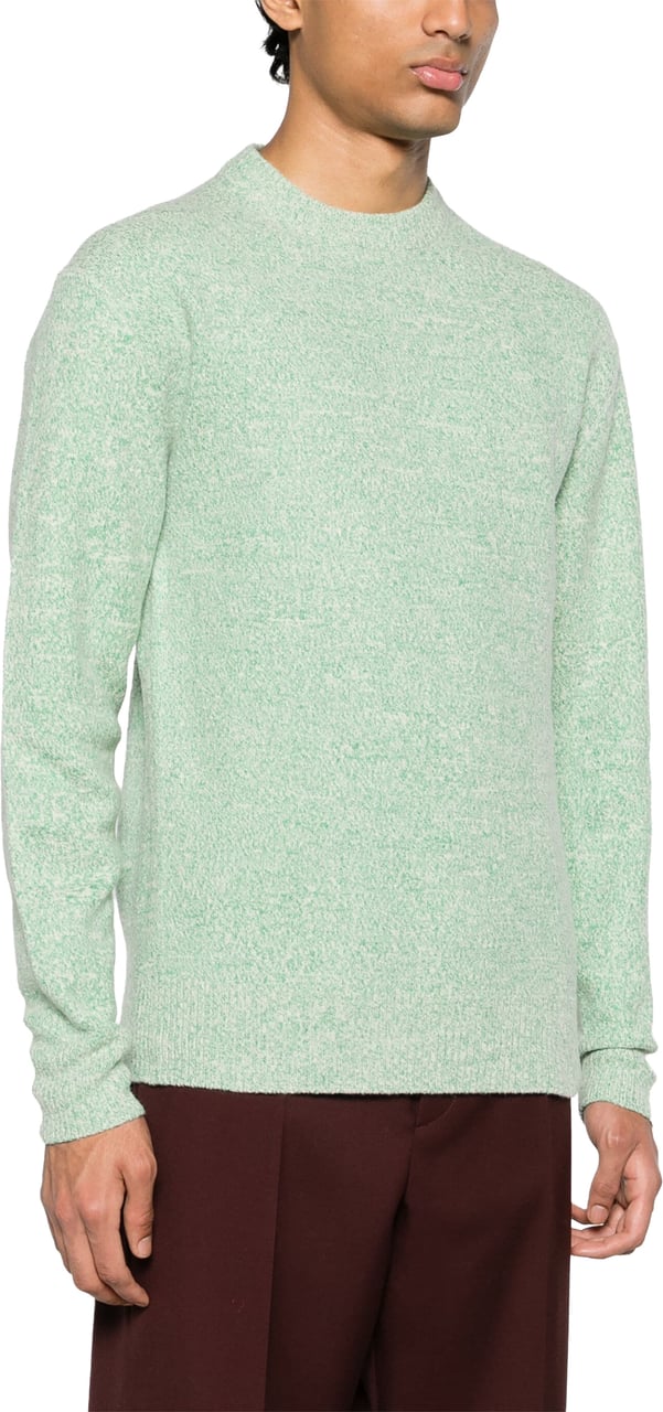 Jil Sander Green Textured Knit Viscose Sweater Wit