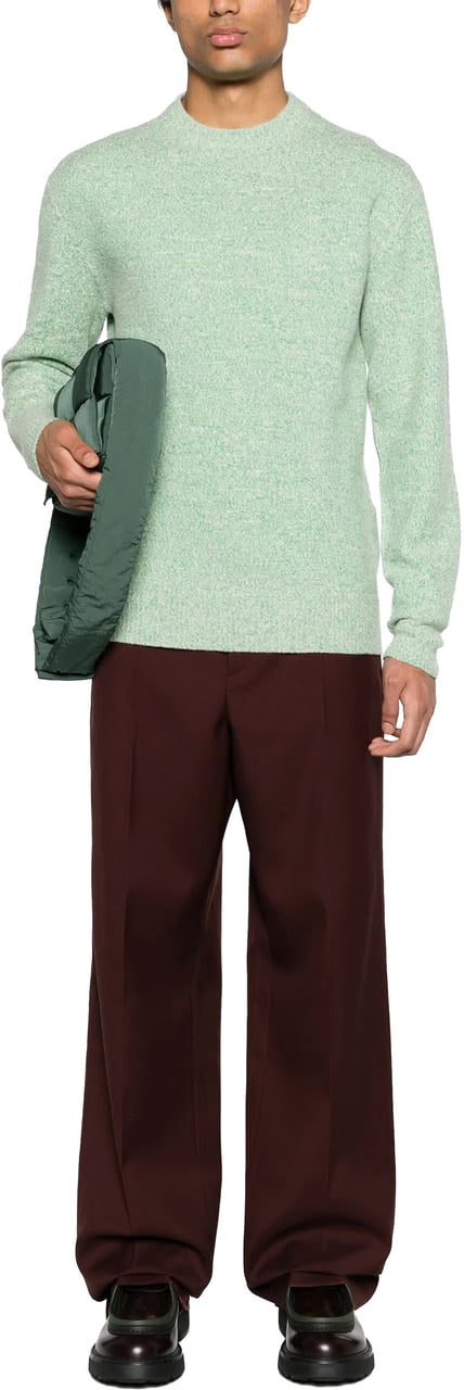 Jil Sander Green Textured Knit Viscose Sweater Wit