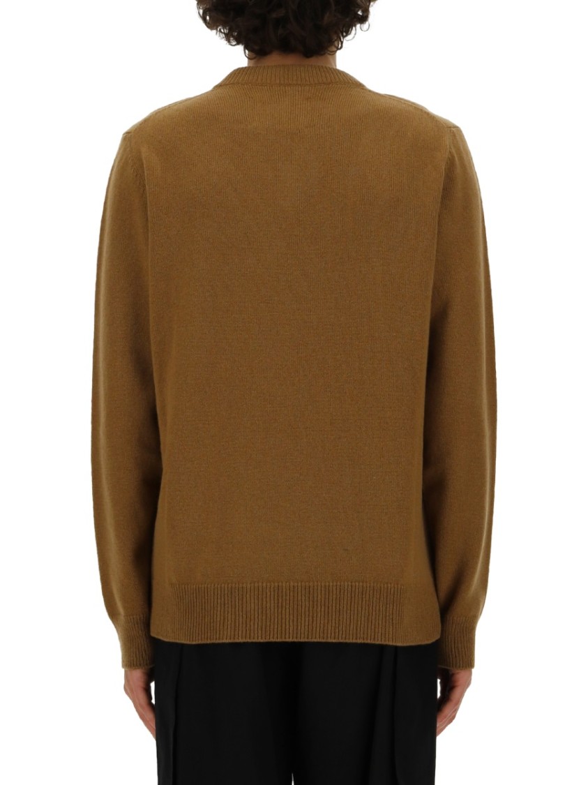 Jil Sander Relaxed Fit V-Neck Sweater With Ribbed Details Bruin