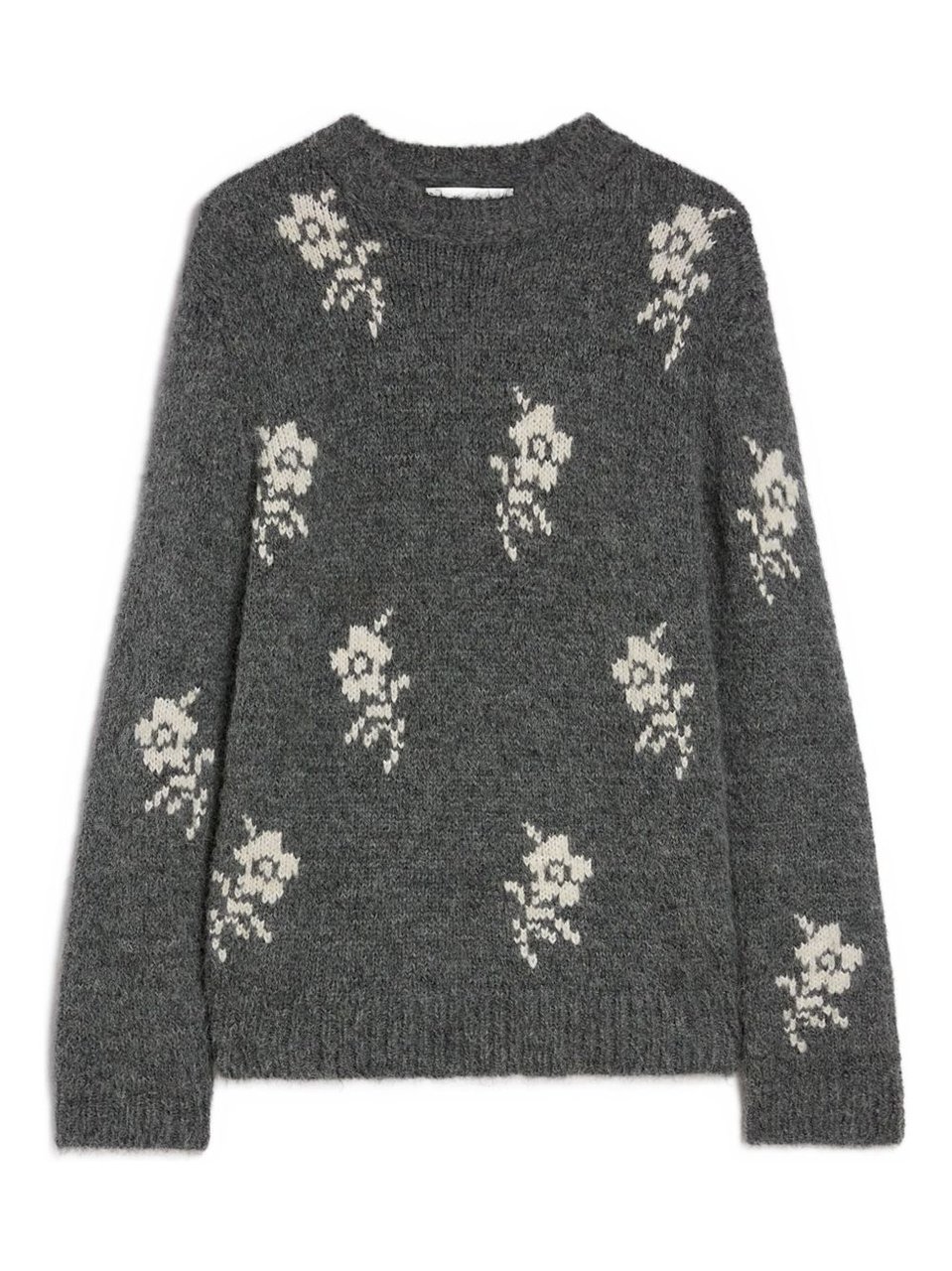 Jil Sander Medium Grey Floral Knitted Jumper Grijs