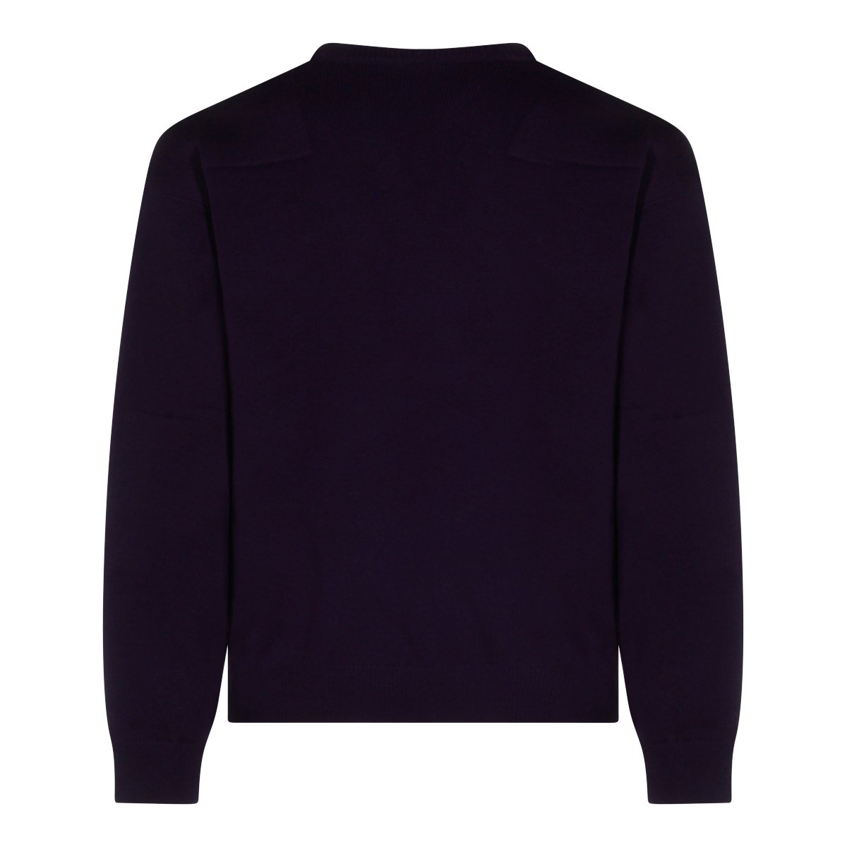 Jil Sander Violet Wool Knit Sweater With V-Neckline And Ribbed Details Zwart