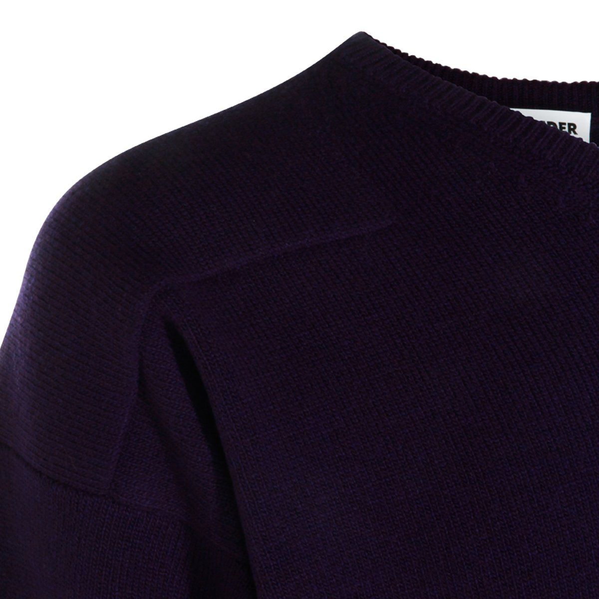 Jil Sander Violet Wool Knit Sweater With V-Neckline And Ribbed Details Zwart