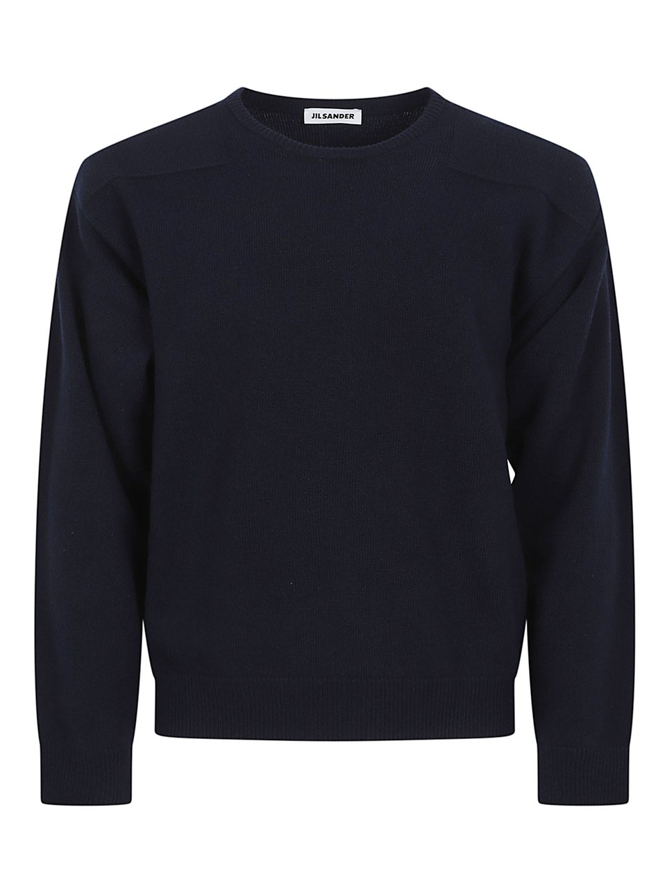 Jil Sander Ribbed Knit Sweater with Round Neckline and Relaxed Fit Zwart