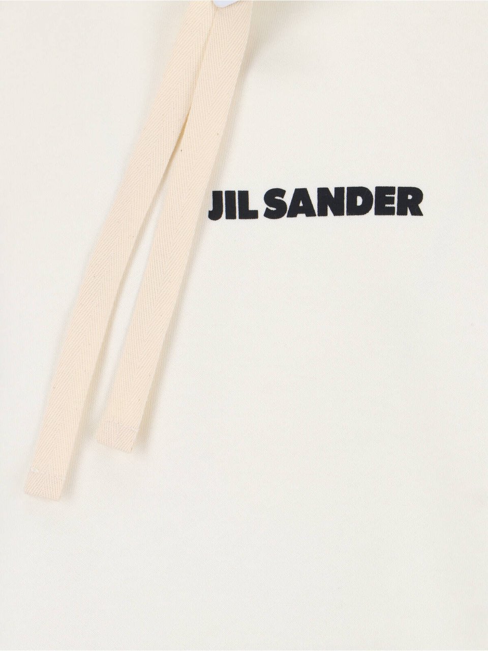 Jil Sander White Cropped Contrast Logo Cotton Hoodie Wit