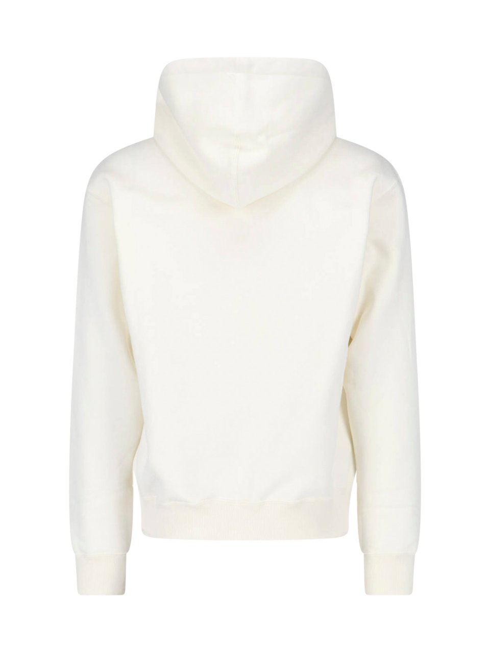 Jil Sander White Cropped Contrast Logo Cotton Hoodie Wit