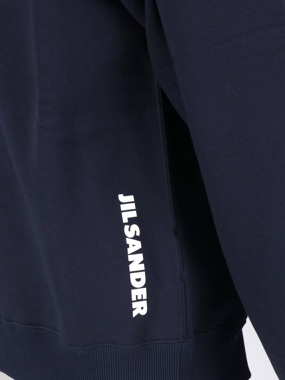 Jil Sander Blue Contrast Logo Cotton Hoodie Blauw