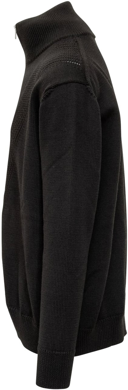Jil Sander Cardigan Nero in Maglia Tecnica Jil Sander Zwart
