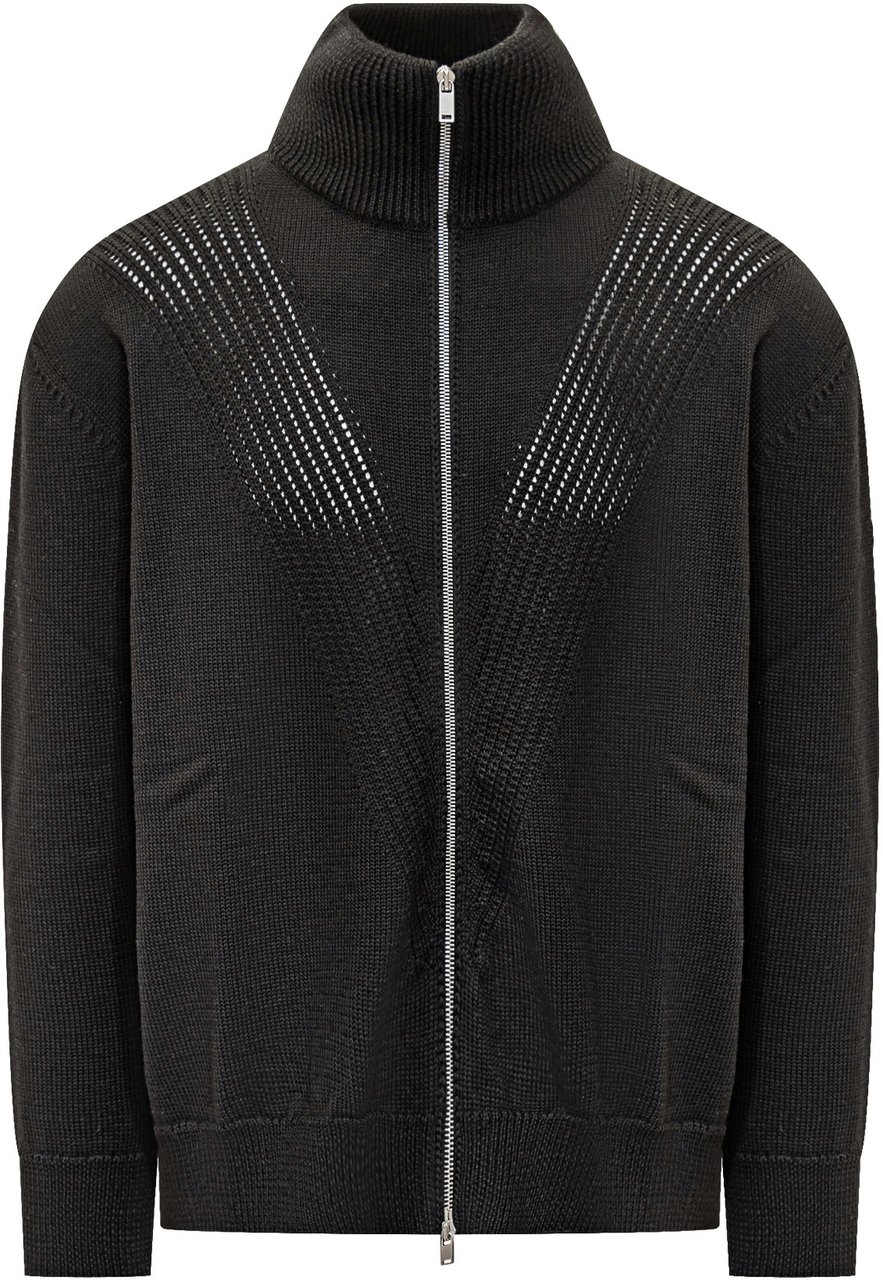 Jil Sander Cardigan Nero in Maglia Tecnica Jil Sander Zwart