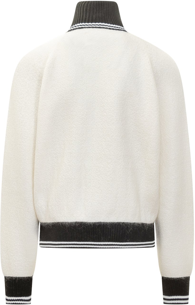 Jil Sander Giacca in Maglia Bicolor con Zip Jil Sander Wit