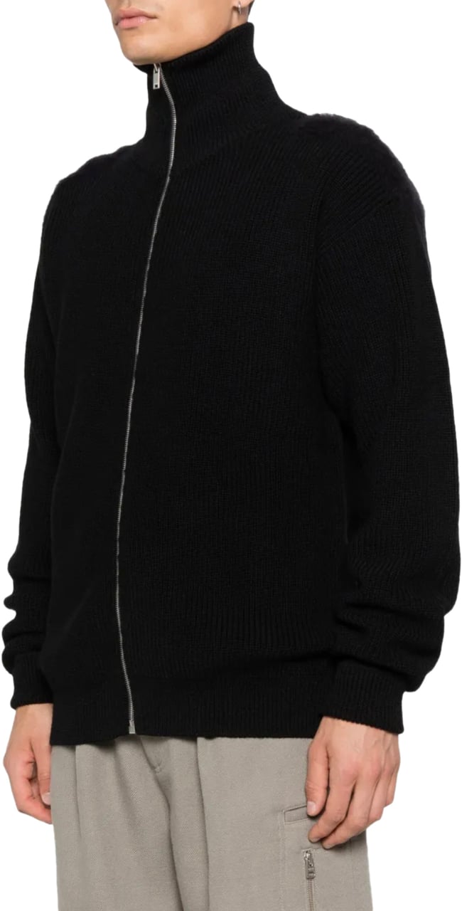 Jil Sander High Neck Zip Up Cardigan Black Zwart