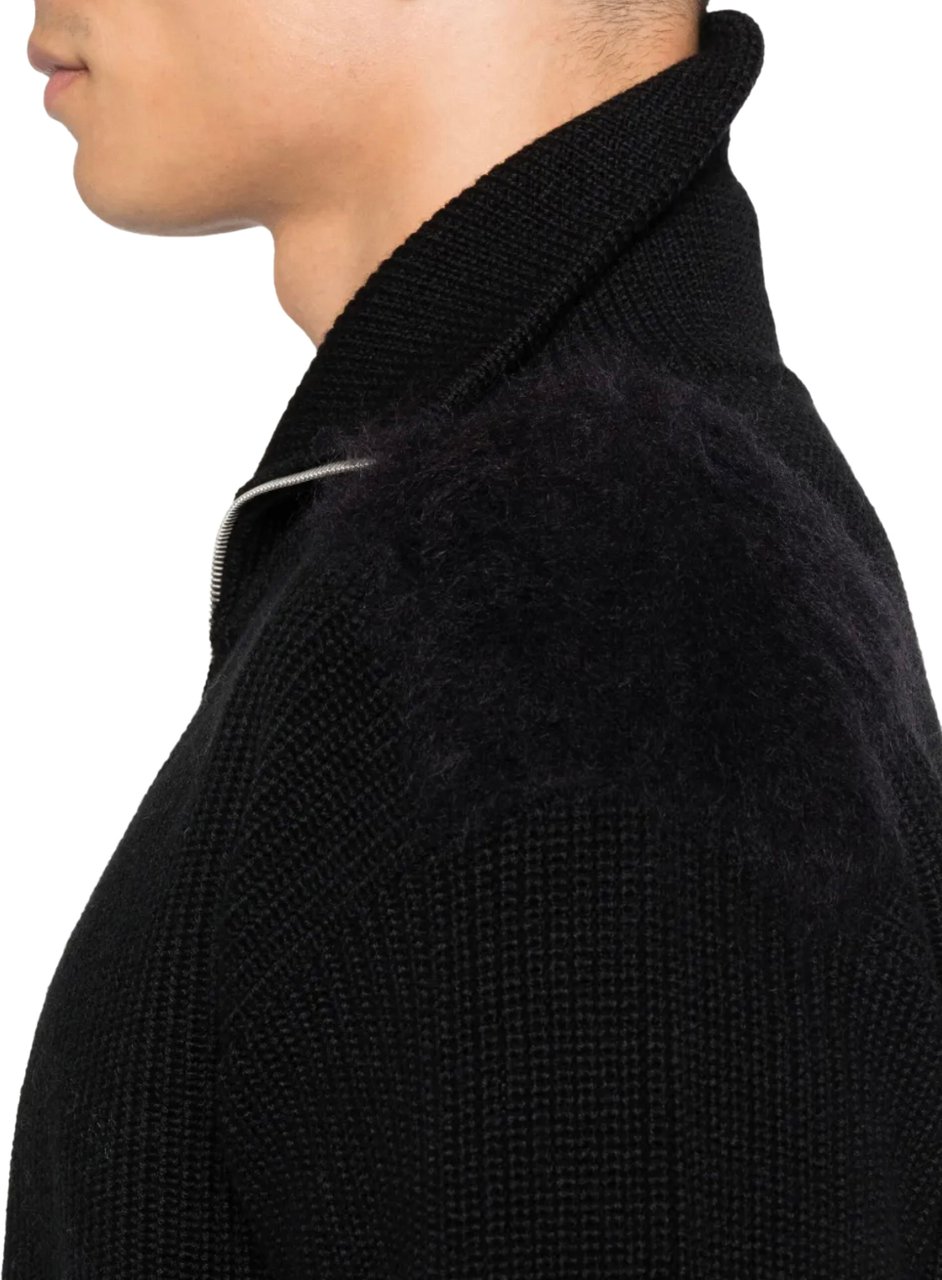 Jil Sander High Neck Zip Up Cardigan Black Zwart