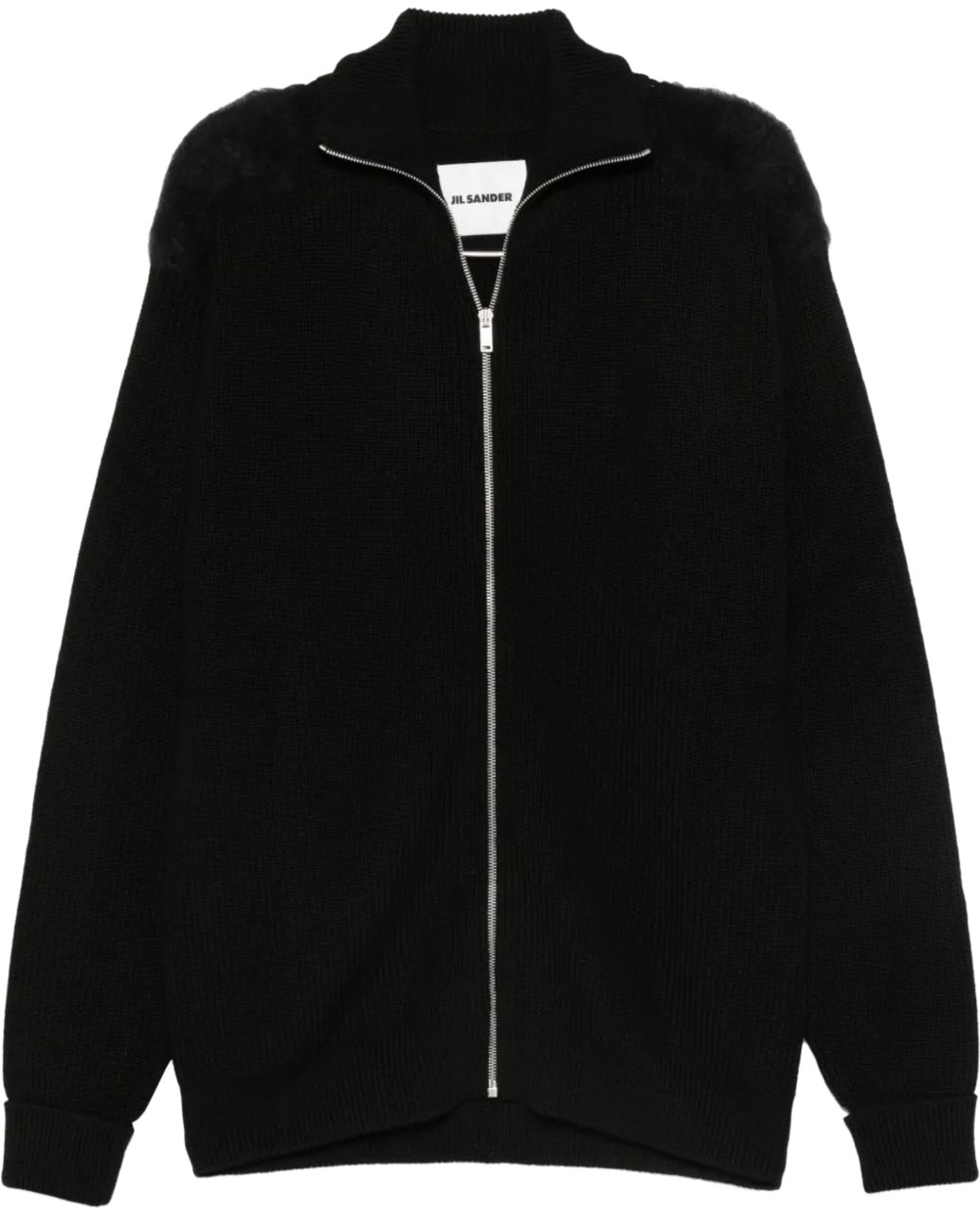 Jil Sander High Neck Zip Up Cardigan Black Zwart