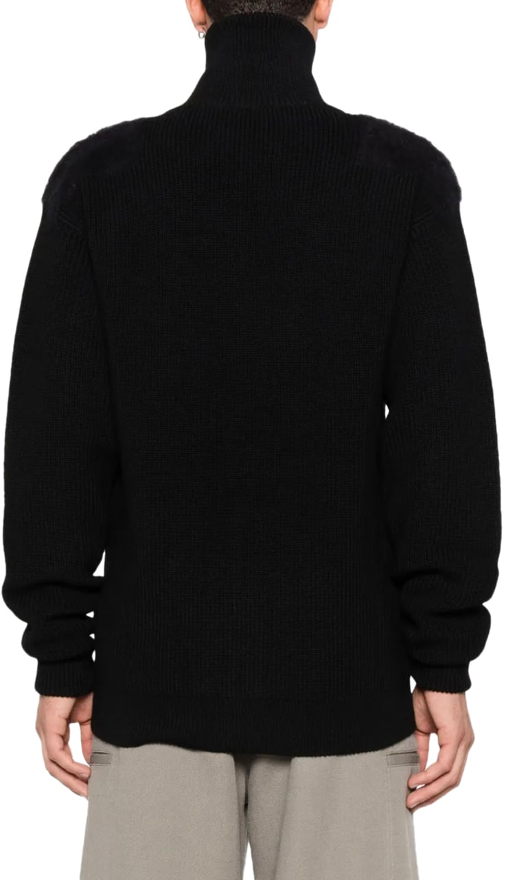 Jil Sander High Neck Zip Up Cardigan Black Zwart