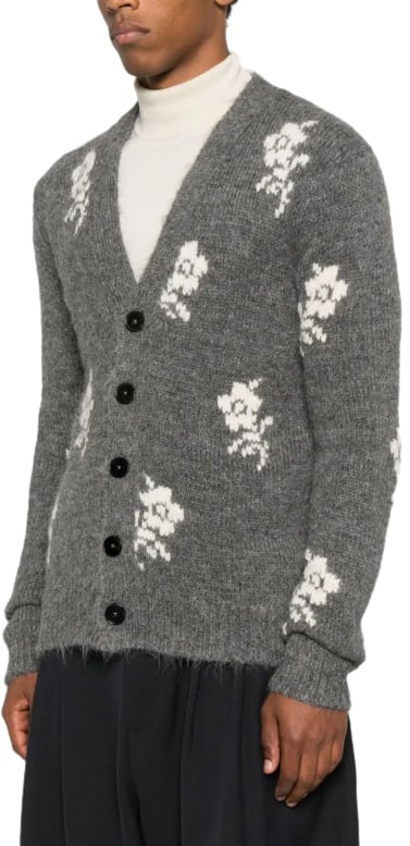 Jil Sander Long Sleeve V Neck Cardigan Grey Grijs