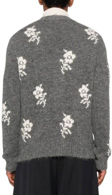 Jil Sander Long Sleeve V Neck Cardigan Grey Grijs