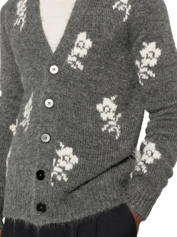 Jil Sander Long Sleeve V Neck Cardigan Grey Grijs