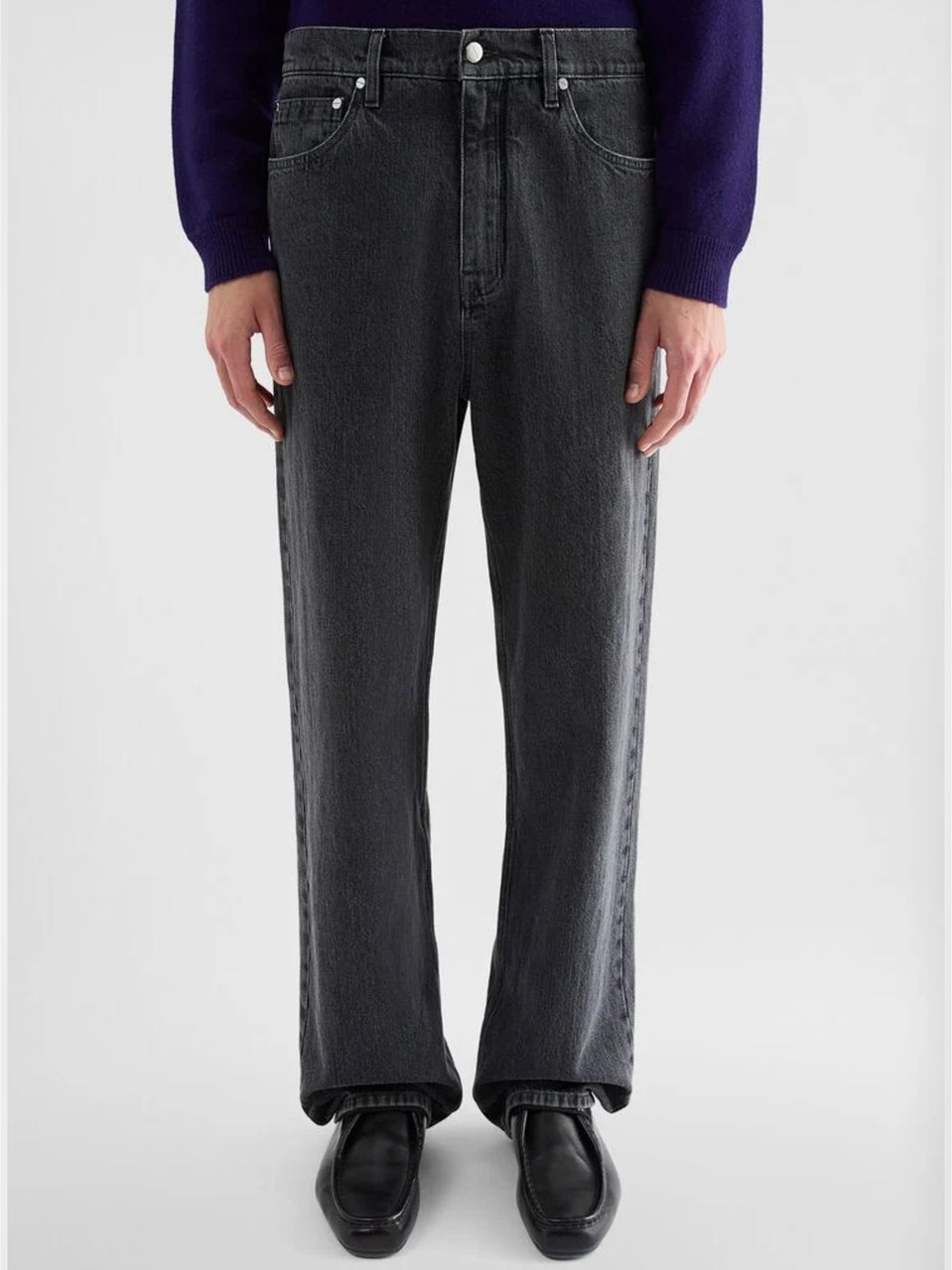 Jil Sander Wide-Leg Dark Denim Trousers with Classic Five-Pocket Design Grijs