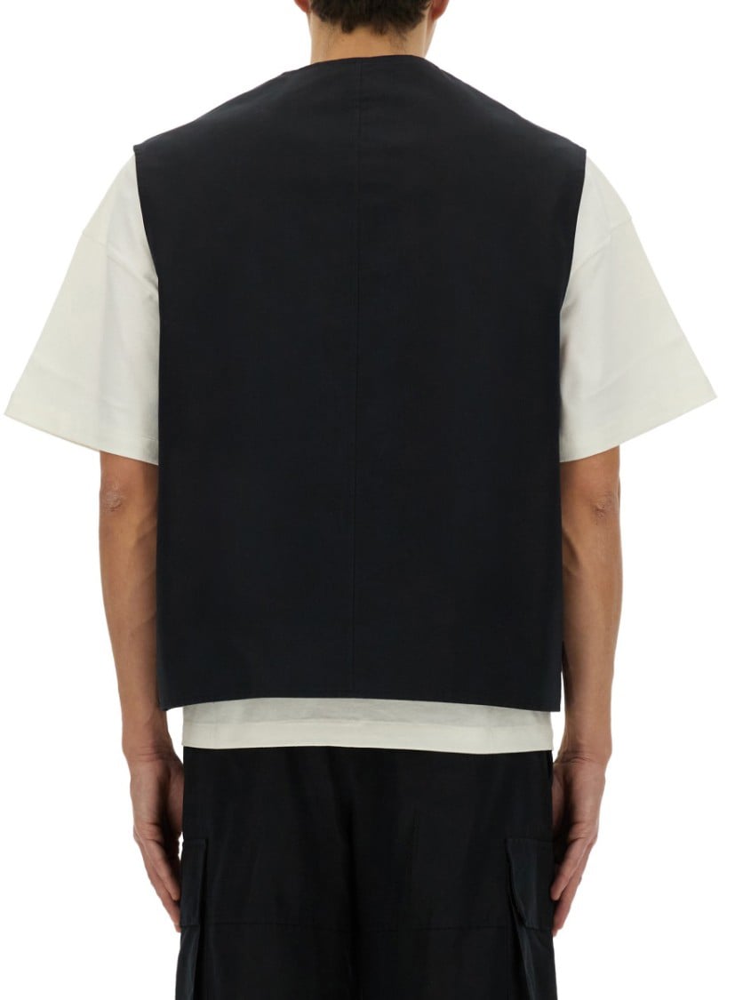 Jil Sander Black Cargo Vest Zwart