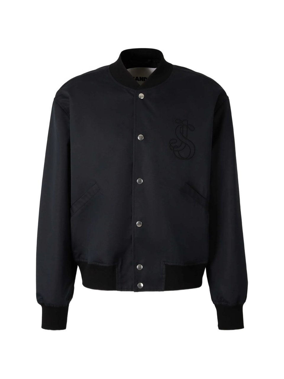 Jil Sander Black Sleek Minimalist Bomber Jacket Zwart