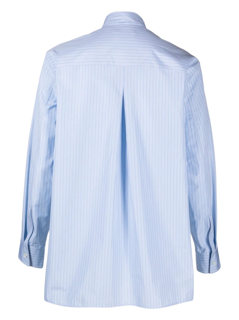 Jil Sander Blue/White Striped Cotton Logo Shirt Blauw