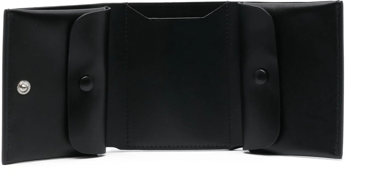 Jil Sander Black Fold-Over Smooth Leather Wallet Zwart