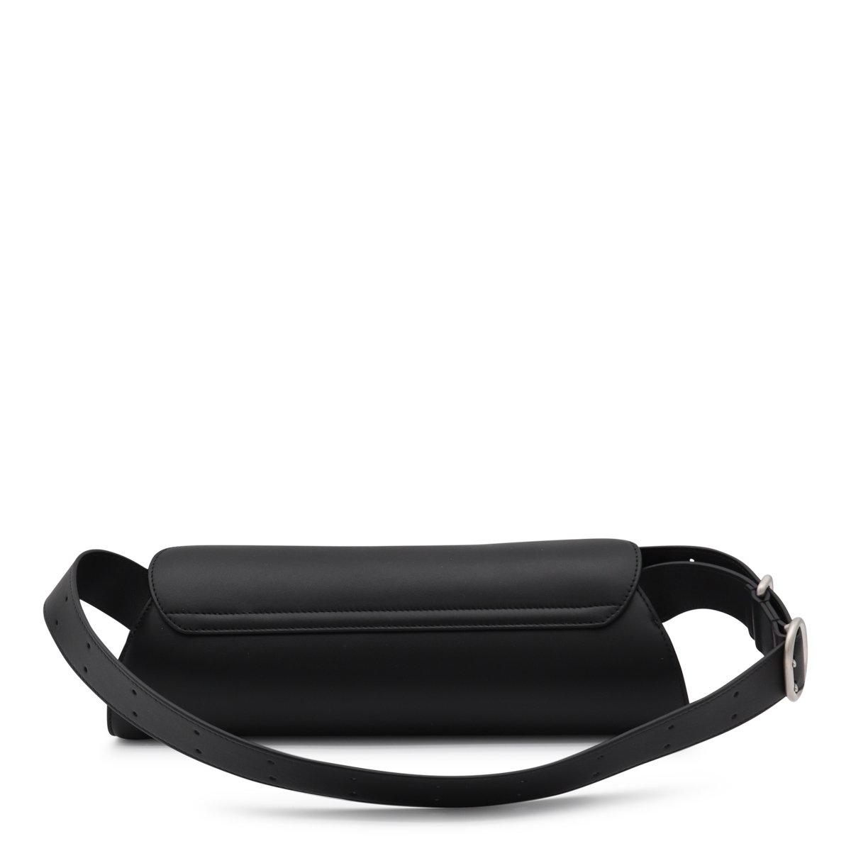 Jil Sander Cannolo Grande Black Leather Shoulder Bag with Magnetic Closure Zwart